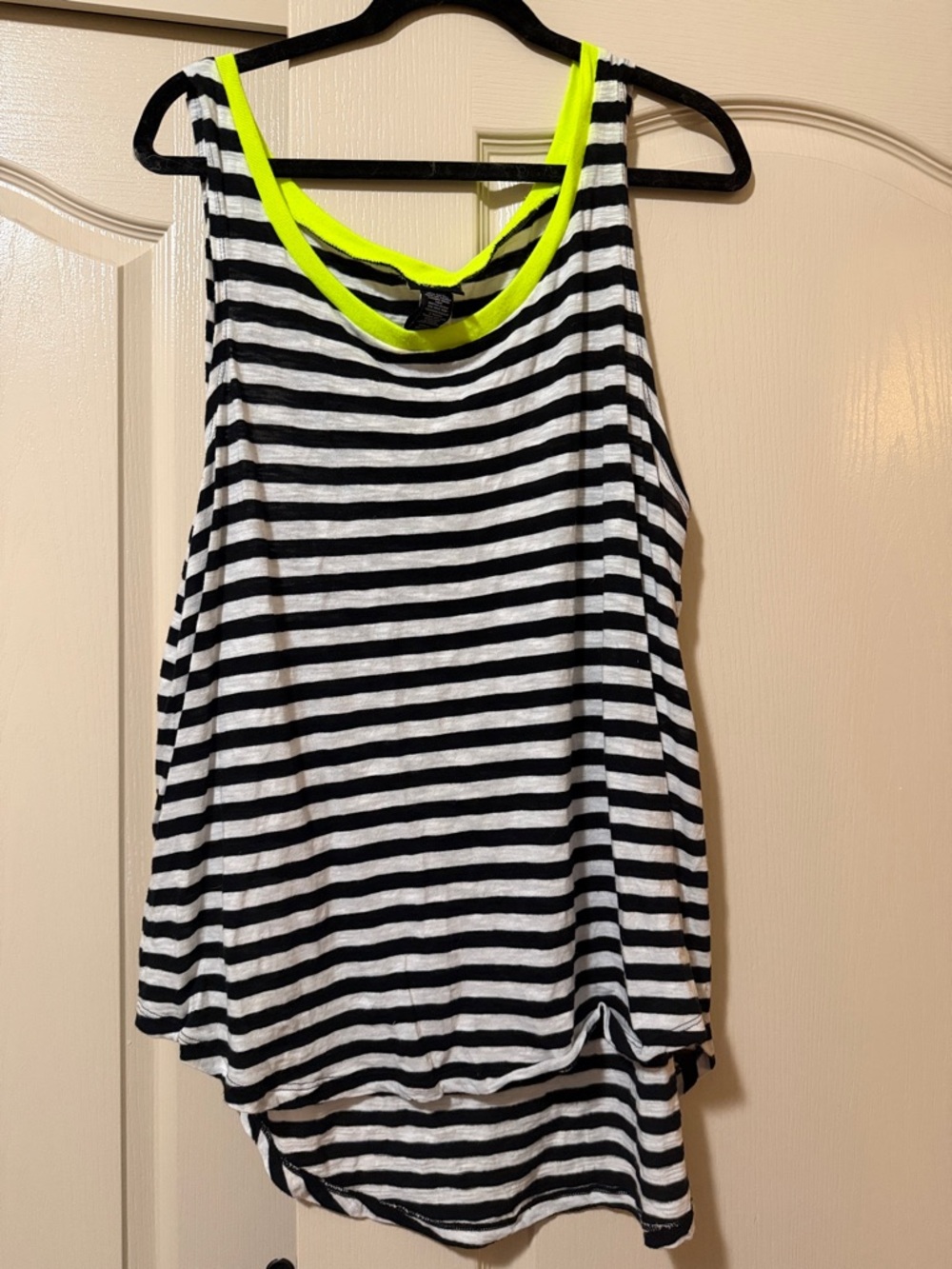 torrid Black & White Striped Tank with Neon Yellow Trim size 1